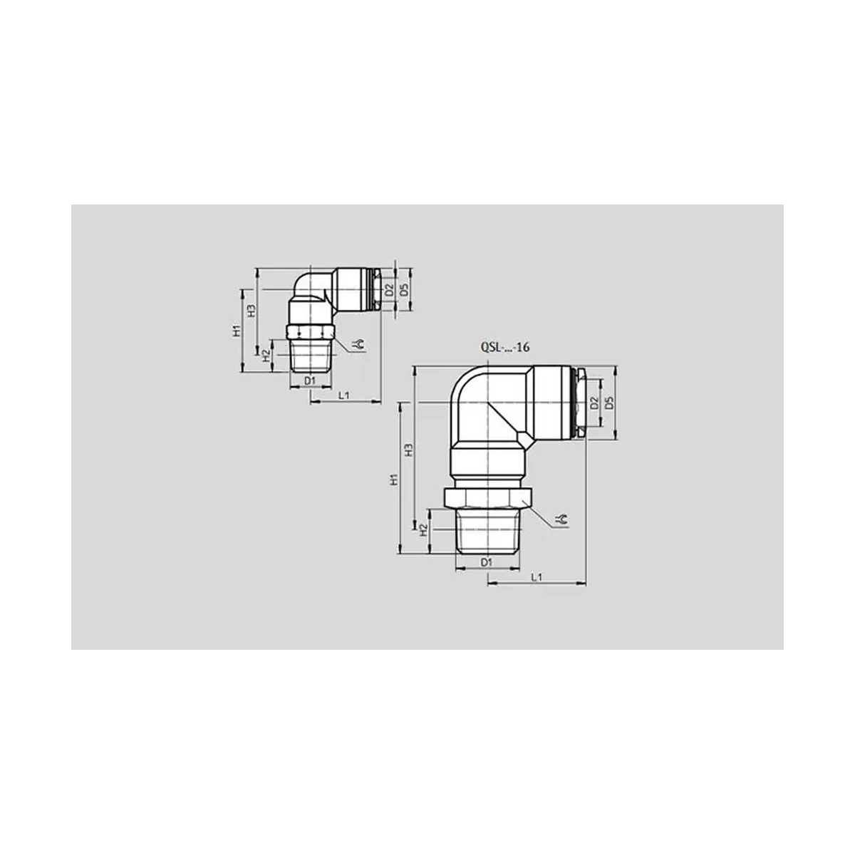 Dimensões Conexão Pneumática Cotovelo QSL-1/8-4 FESTO Pahc Automação