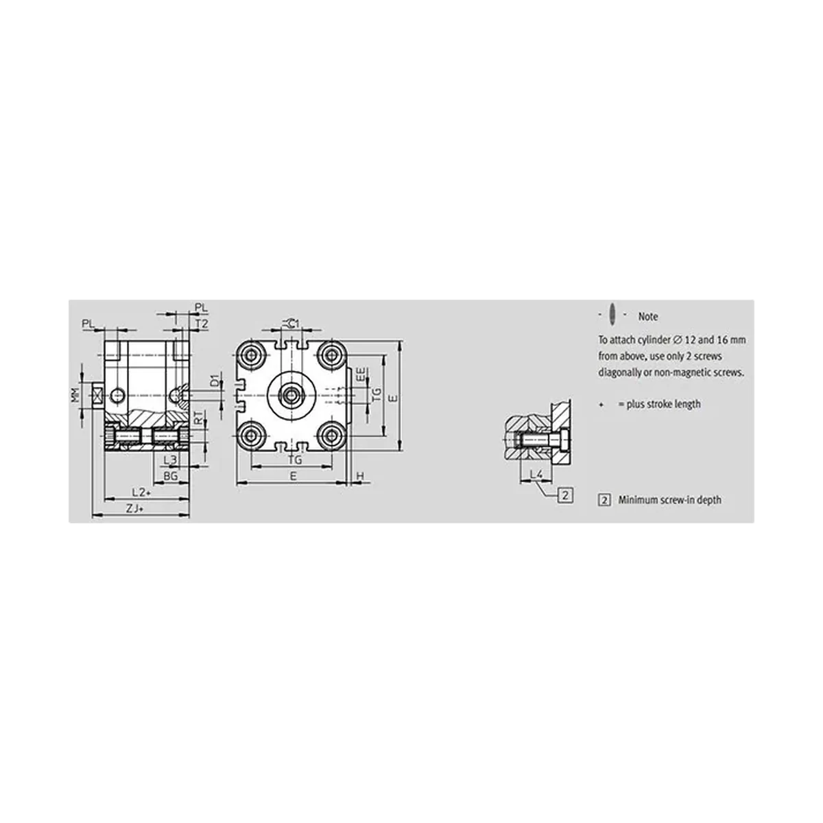 Dimensões Cilindro Pneumático ADVU PAHC Automação