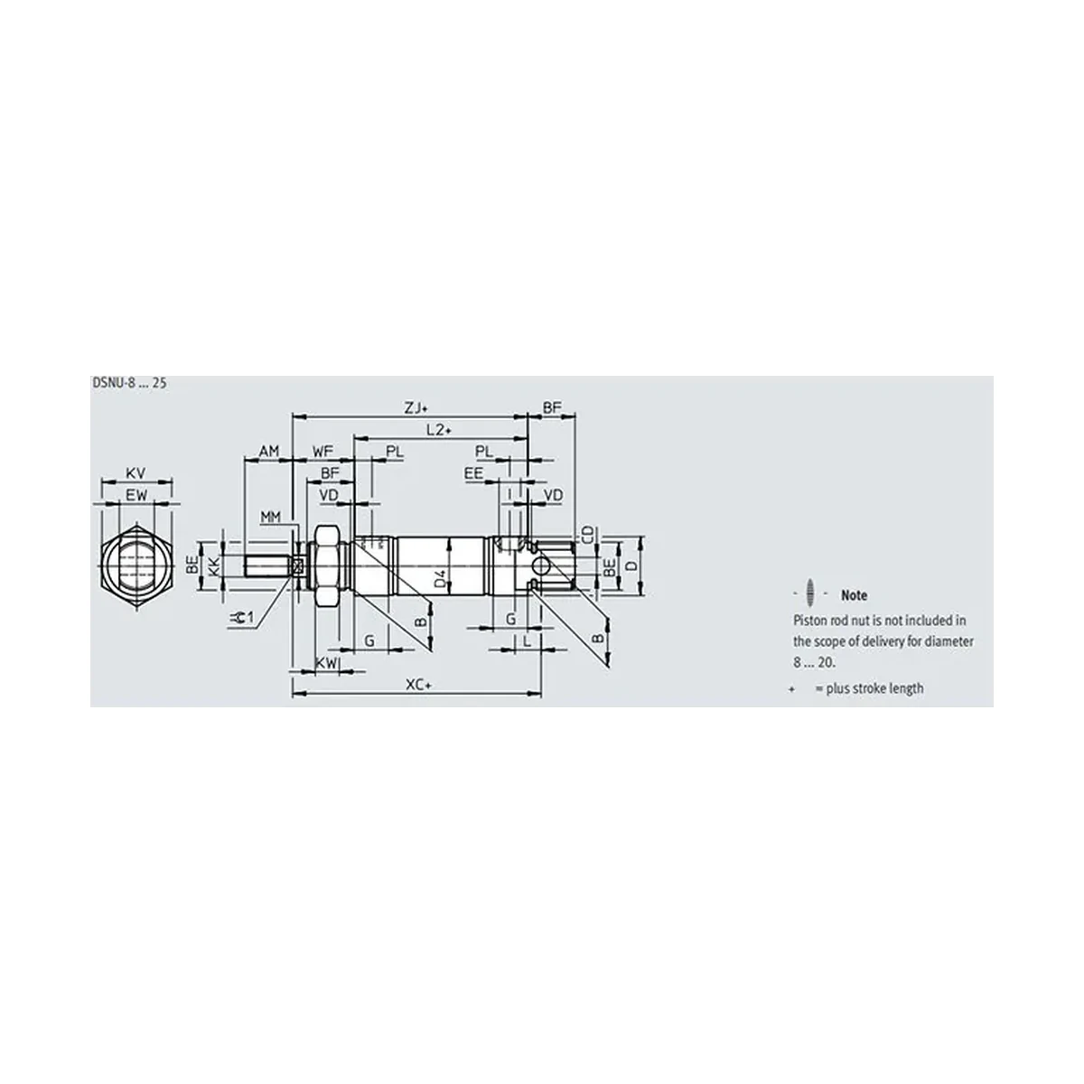 Dimensões Cilindro Pneumático DSNU FESTO PAHC Automação