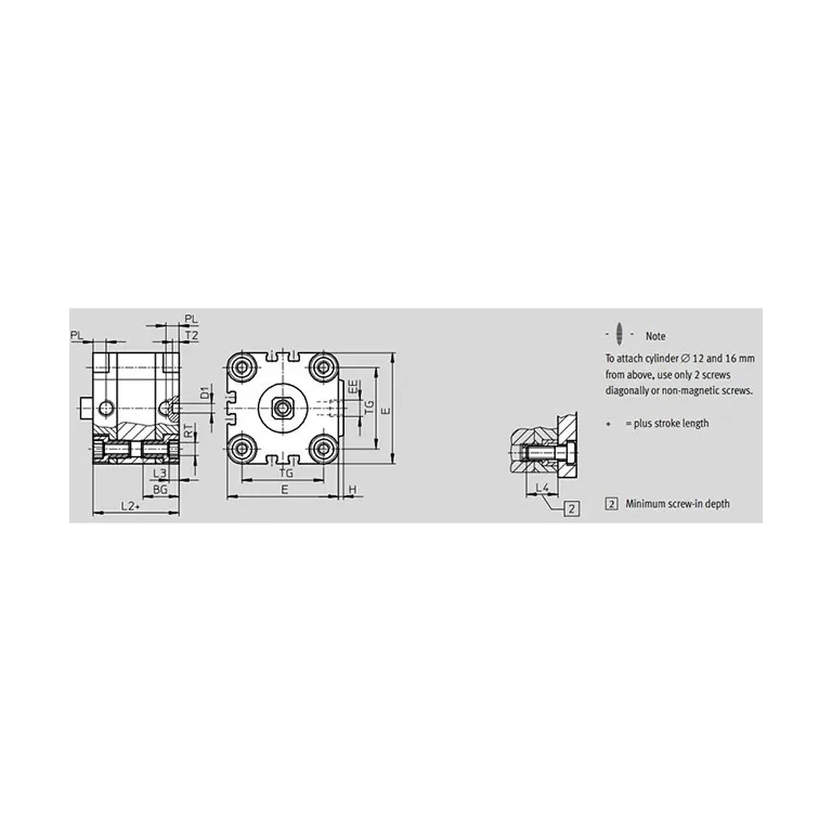 Dimensões Cilindro Pneumático ADVULQ FESTO PAHC Automação
