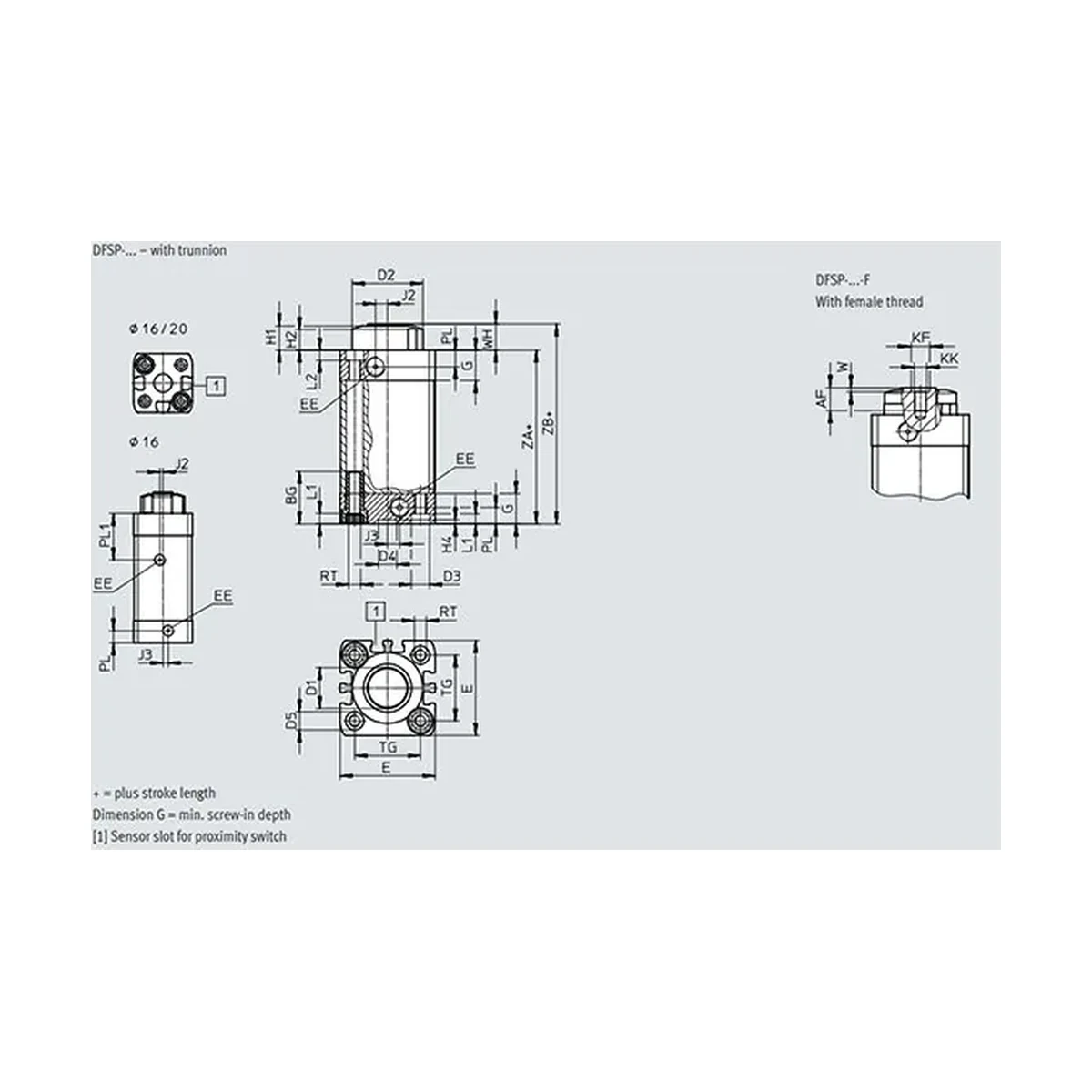 Dimensões Cilindro de Parada DFSP FESTO PAHC Automação