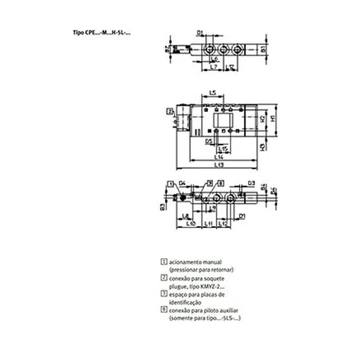 Dimensões Válvula Solenoide CPE14-M1BH-5L-1/8 FESTO