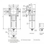 Dimensões Filtro Coalescente LFMA-1/4-D-MINI-A FESTO PAHC Automação